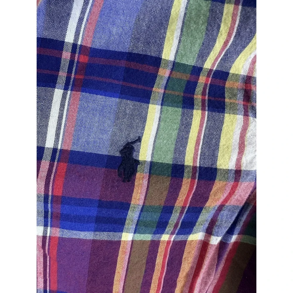 Ralph Lauren Shirt Boys 6 Multicolor Plaid Short Sleeve Button‎ Down Pony Logo